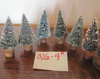 Bottle Brush Christmas Trees, 7 Bottle Brush Trees, 3.5”-4” Xmas Trees
