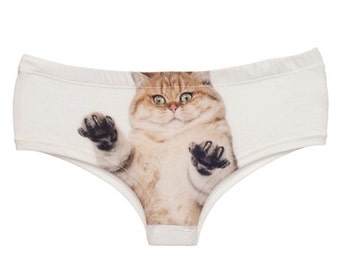 Scary Cat panties, Pussy Cat underwear, Hipster panties style fit - Laser printed panties