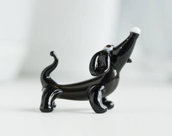 glass dog figurines, dog figurines, miniature dog, desk accessories for women, glass figures, glass ornaments, small figurines,