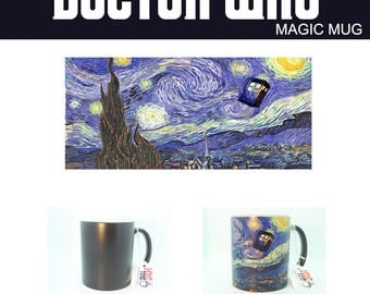 Doctor Who Starry Night Tardis Magic Mug Changing Color Coffee Tea Illustration