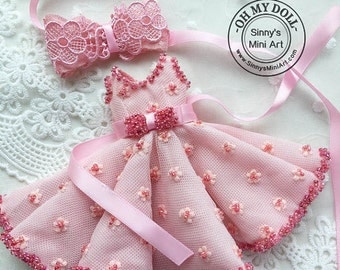 Hand made Pink Dress for Blythe/ Pullips Dress/ Azone Dress/ Licca Dress A31