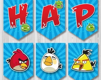 Angry Birds banner, Angry Birds Printable banner, Angry Birds banner instant download, DIY