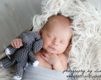 Newborn Stuffed Elephant, Baby Elephant, Newborn Photo Prop, Crochet Elephant, Elephant Toy, Baby Shower Gift, Elephant Nursery, Elephant