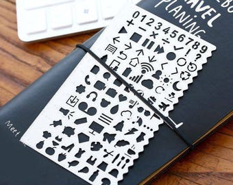 Stencil-Bullet Journal Stencil-Planner Stencil-Journal Stencil-Stainless Steel Stencil for Planner-Script Stencil-Useful Icon Stencil