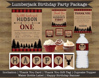 Lumberjack First Birthday Invitation Boy; Lumberjack Party Decorations; Lumberjack Birthday Decorations Boy; Buffalo Plaid Invitation