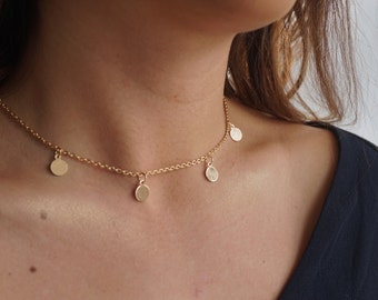 Coin Choker Necklace, Coin Choker, Gold Disc Choker, Boho Choker, Coin Charm Choker Bohemian Necklace, Gold Coin Chain Choker Jewellery