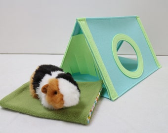 Guinea pig house with washable pad Small pet house Guinea pig hideout