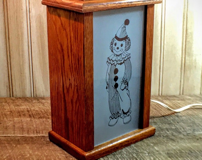 Vintage Happy Clown Shadow Box Night Light for Baby's Circus or Clown Theme Nursery Great Baby Shower Gift