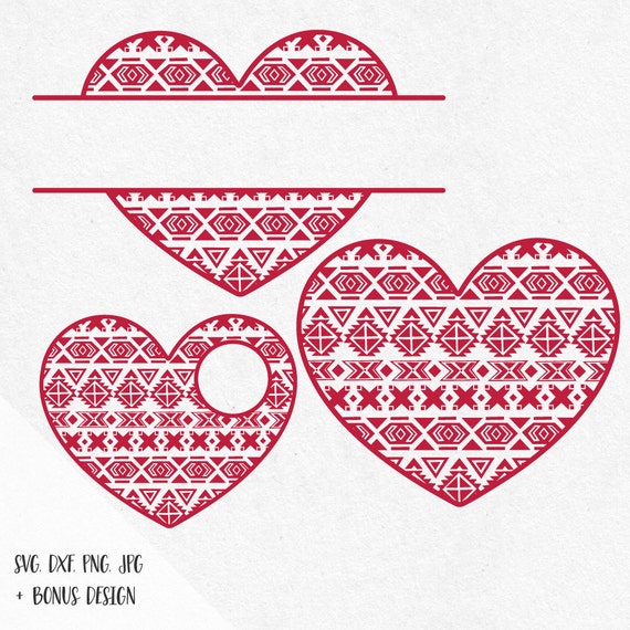 Valentine Aztec Monogram Heart Svg valentine svg love svg