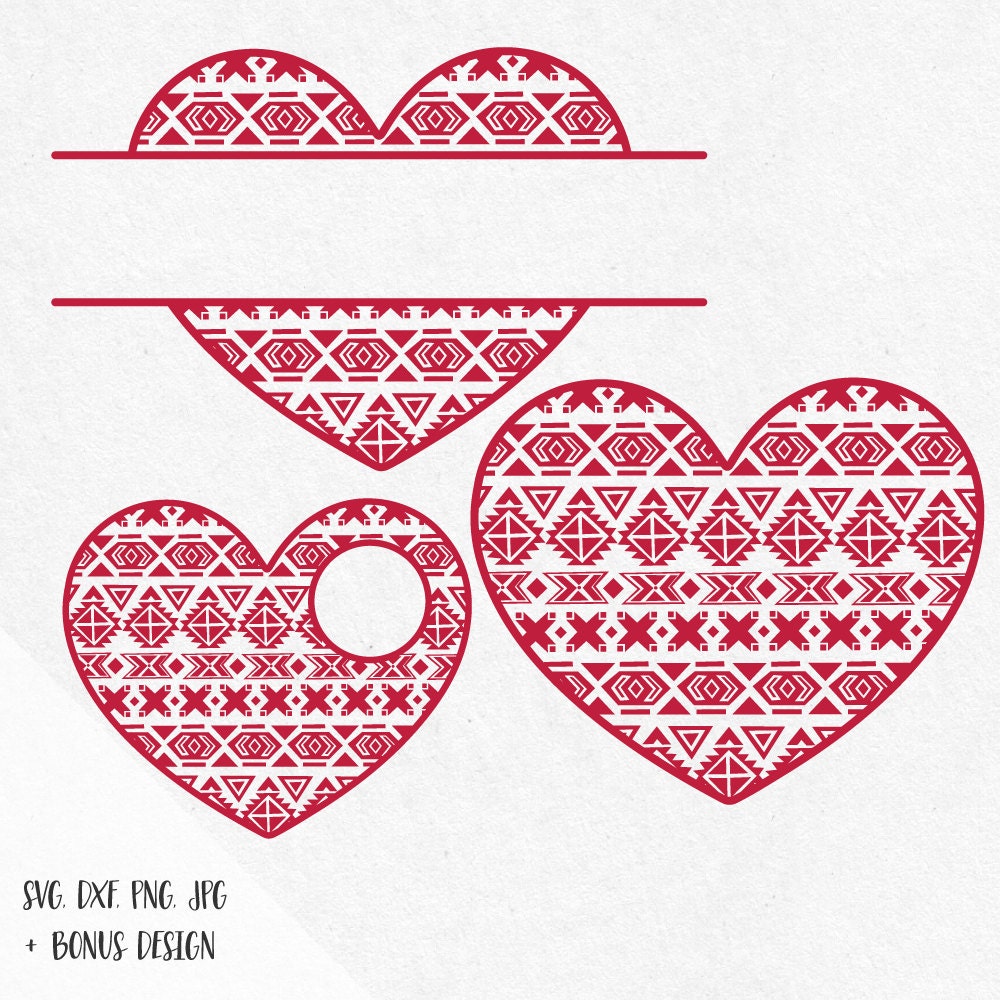 Download Valentine Aztec Monogram Heart Svg valentine svg love svg