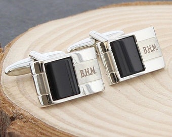 Personalised Onyx Cufflinks, Personalised Cufflinks, Custom Engraved Cufflinks, Groomsman Gift, Gift for Grooms, Father of the Bride, Dads