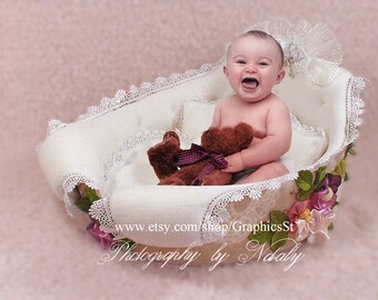 Newborn digital backdrop Newborn photography | Newborn props | Newborn infant background boys & girls baby cradle