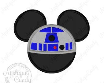 Mr Mouse Robot R2D2 Applique Machine Embroidery Design 4x4 5x5 5x7 6x10 8x8 Star Wars INSTANT DOWNLOAD