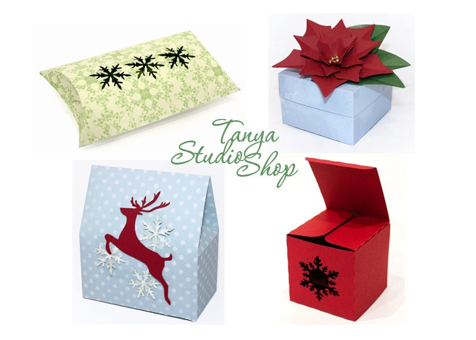 4 Christmas Boxes SVG Studio3 Dxf Commercial Use Ok