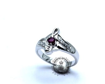 Musical notes ring,Women ring,silver ring,white ruby, 925 Sterling Silver White Gold Plated.