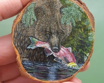 Miniature painting, bear, Kamschatka
