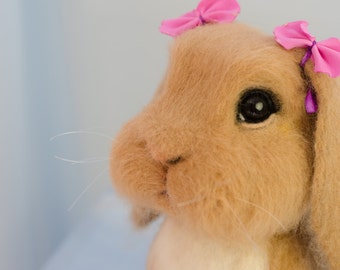 Needle felted bunny, Needle felting, Needle felted rabbit Gift for her Needle felted animal Perfect gift Needle felt Felting wool Home decor