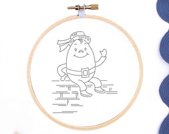 Hand Embroidery Pattern Nursery Rhyme Nursery Decor Vintage Embroidery Design PDF Printable Embroidery Pattern Humpty Dumpty Embroidery PDF