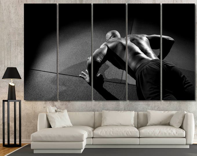 Black and white gym wall decor canvas wall art, fitness motivation canvas wall art, inspirational canvas wall art