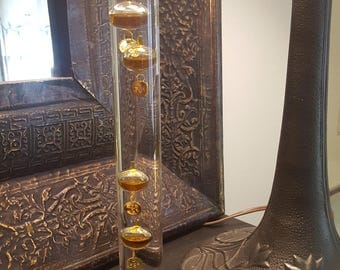 ON SALE, Galileo Thermometer, Vintage Thermometer, Orange Thermometer, Glass Thermometer, Home Decor, Unique thermometer, tall thermometer