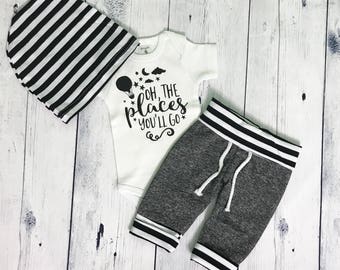 Newborn Baby Boy Coming Home Outfit Oh The Places You'll Go Baby Boy Take Home Outfit Coming Home Set Take Me Home Set