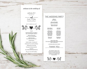 Wedding Program Template Download, DIY Wedding Program Templates Printable, Wedding Program PDF, DIY Wedding Program Templates Printable,