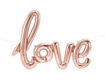 Love Balloon 40" | Script Balloon | Rose Gold Love Banner | Rose Gold Party Balloon | Children's Party | Wedding Decor Balloons