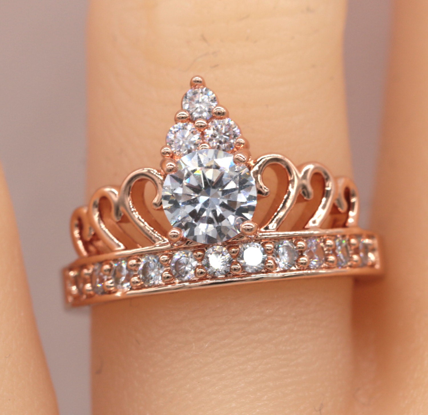 Vintage Style Crown ring/Crown ring/Rose gold crown