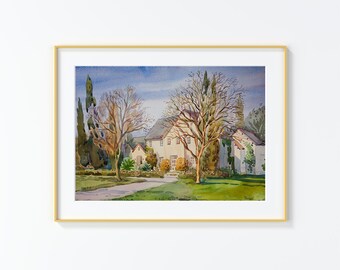 Original Watercolor Painting,Watercolor Painting,landscape,San Antonio, East Contour Drive