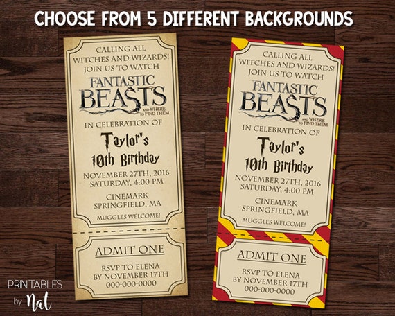 Fantastic Beasts and Where to Find Them Invitation Harry