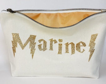 Harry potter wedding Personalized makeup bag- Canvas cosmetic bag- Gifts for bridesmaid- Wedding favors- Bridal party bags- Zipper pouche
