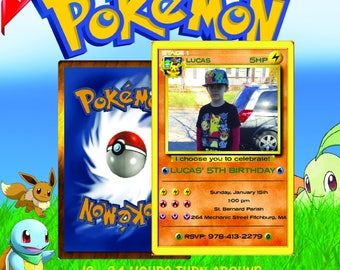 pokemon invitation, pokemon birthday invitation, pokemon birthday, pokemon card, pokemon party, pokemon invite, pokemon go, pokemon orange