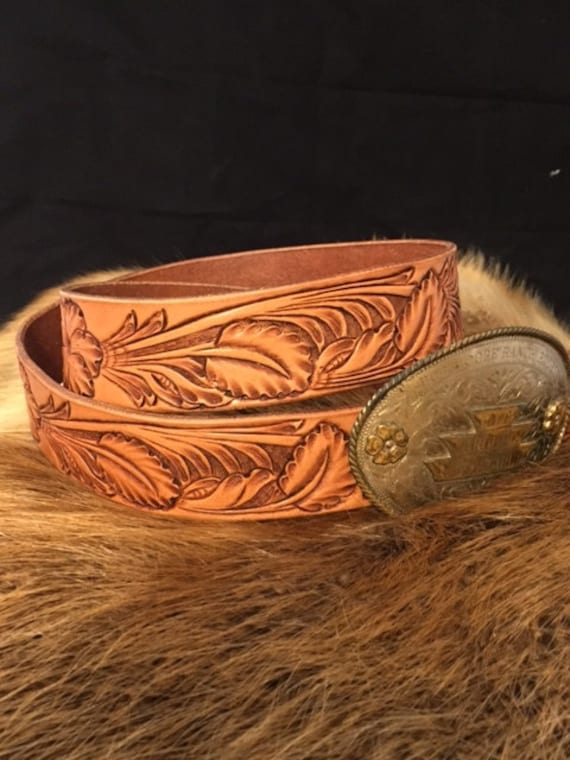 Sheridan Style tooled Leather Belt size 34-36