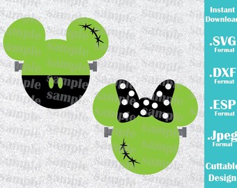 INSTANT DOWNLOAD SVG Disney Inspired Halloween Minnie and Mickey Ears Cutting Machines Svg, Esp, Dxf and Jpeg Format Cricut Silhouette