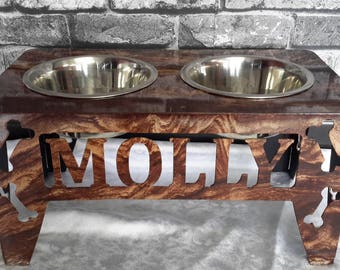 Raised Hydrodipped Dog Feeder, Personalized Dog Feeder, Personalized Dog Bowl Stand, Raised Dog Bowl, Elevated Dog Bowl, Dog Bowl Stand