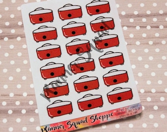 Red Crock Pot Slow Cooker Food Stickers - 1 Sheet (Choose from 4 sticker sizes - perfect for planners and planning)