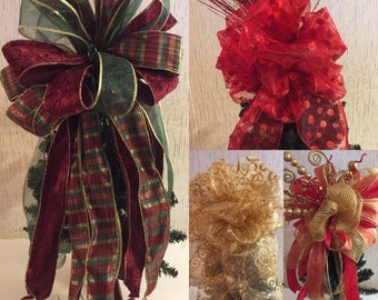 Christmas tree topper bow, Tree topper, Christmas bow