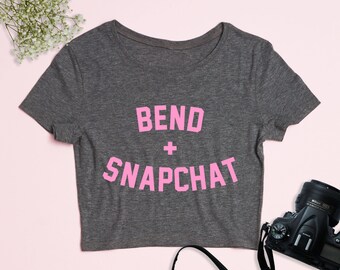 Free Shipping! Bend + Snapchat Ladies Crop Top Tee, Cropped Top, Crop Top, Cropped Shirt, Cropped Tee, Graphic Tee