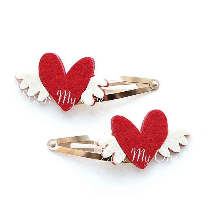 Heart Heart Hair Clip Heart Hair Pin Felt Hair Clip Red