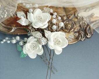 Flower Bridal Hair Pins, Bridal Hair Piece, Bridal headpiece, Wedding headpiece, Wedding hair piece, Bridal head piece