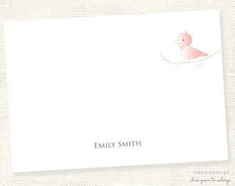 Personalized Notecard Set / Set of Flat Personalized Stationery / Stationary Cards/ Personalized Namecards/Bird/Birdie