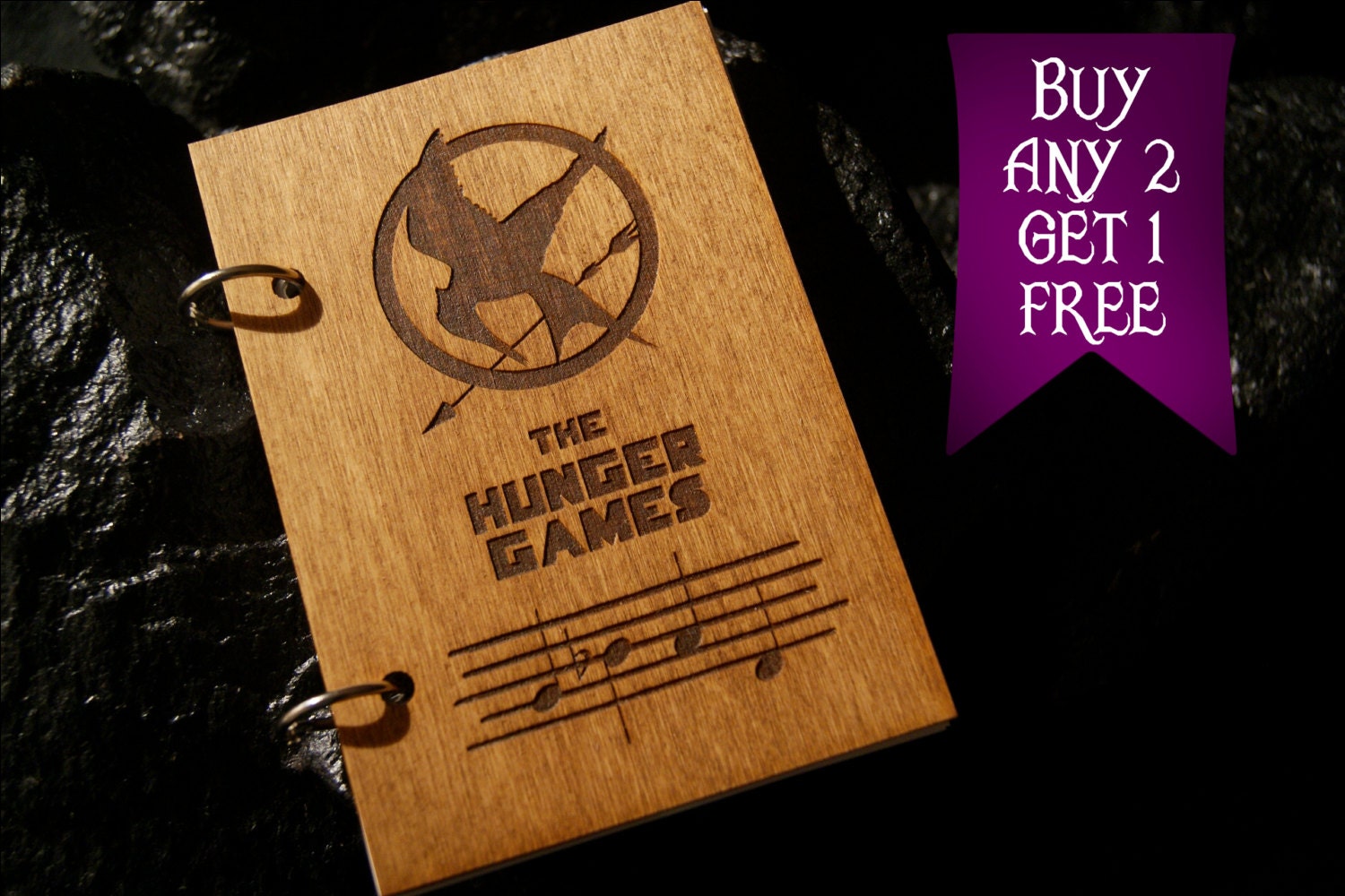 Katniss whistle wooden notebook / Hunger Games notebook