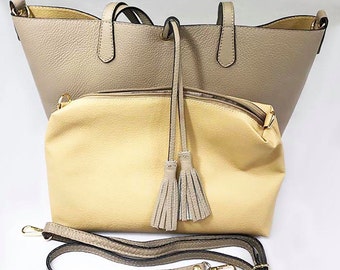 cream over shoulder bag