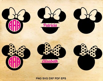 Minnie mouse svg, Monogram frame, Split monogram, Disney silhouette svg, Minnie monogram, Cut files for Cricut, Files for Silhouette Cameo