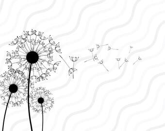 Dandelion SVG, Floral SVG, Dandelion Silhouette SVG Cut table Design,svg,dxf,png Use With Silhouette Studio & Cricut_Instant Download