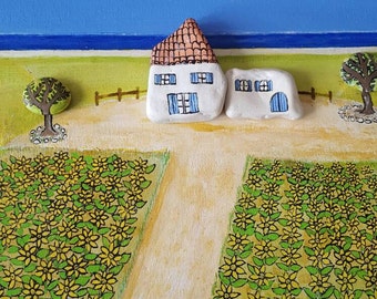 Painted stones Pebble Stone Art "Countryside"