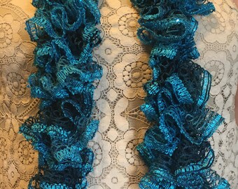 Crochet Ruffle Scarf, Fashion Scarf, Spring Scarf, Summer Scarf, Frilly Scarf, Mother's Day Gift