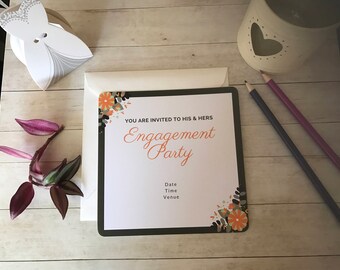 Floral Blooms Engagement Invitations