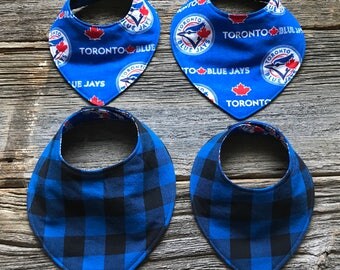 Reversible Blue Jays Bandana Bib, Reversible Bib, Blue Jays Bandana Bib, Blue Jays Bib, Reversible Bandana Bib