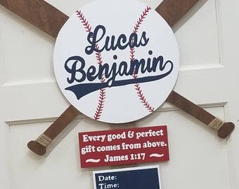 Baby door hanger - Hospital Door hanger - Custom door hanger - Baseball door hanger